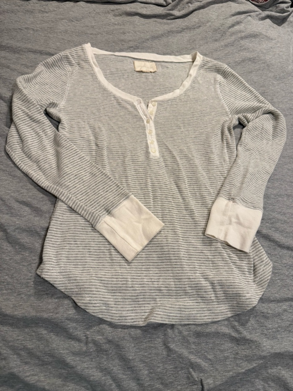 Victoria's Secret Gray and Cream Striped Thermal Top